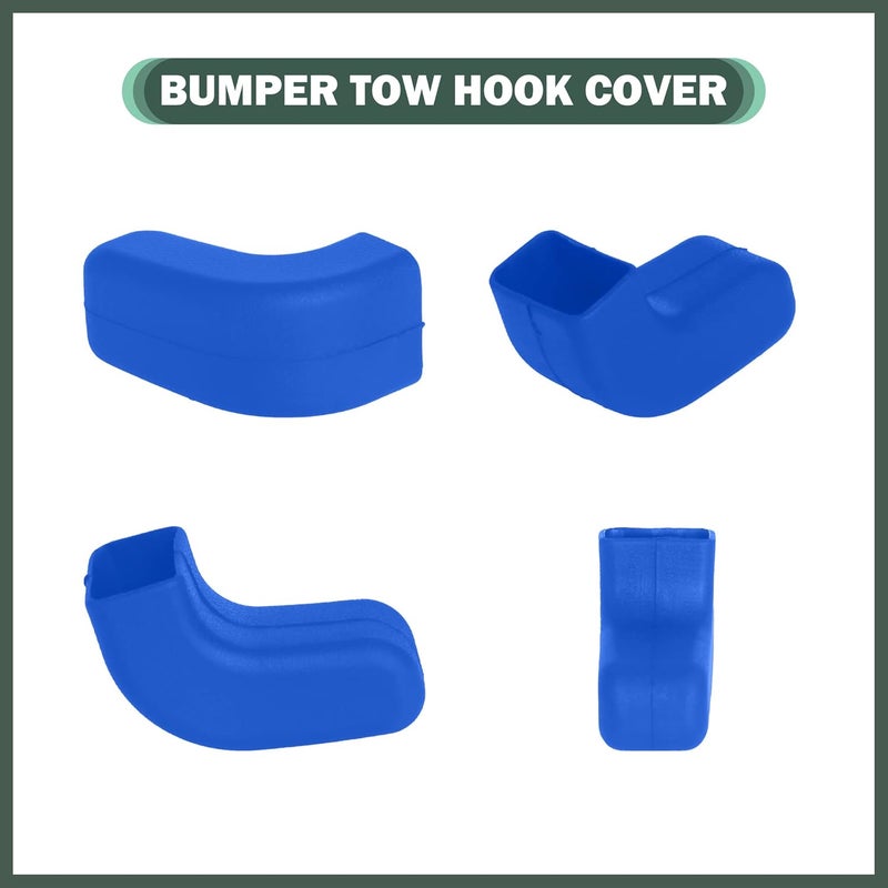 Phamyor Blue Factory Bumper Tow Hook Covers Fit for Jeep Wrangler JK JL & Gladiator JT 2007-2023 Front Bumper, Add Cushioned Grip to Tow Strap Recovery, Protect from Scuffs and Scratches, 2Pcs - Image 4